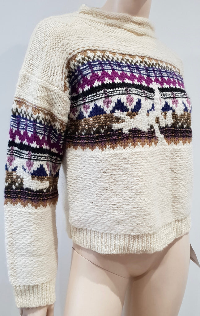 ISABEL MARANT ETOILE Cream Wool Alpaca Jacquard Knit Jumper Sweater UK6 BNWT
