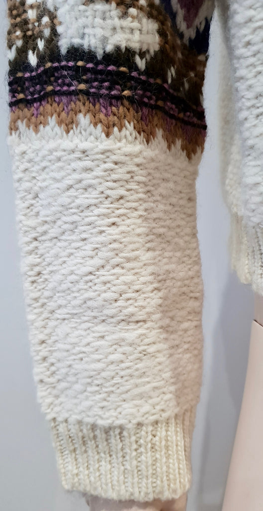 ISABEL MARANT ETOILE Cream Wool Alpaca Jacquard Knit Jumper Sweater UK6 BNWT