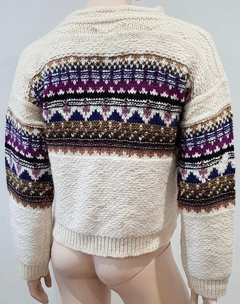 ISABEL MARANT ETOILE Cream Wool Alpaca Jacquard Knit Jumper Sweater UK6 BNWT