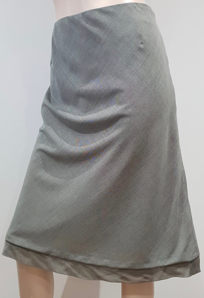 AKRIS Womens Grey Wool & Silk Trim Lined A-Line Lined Formal Skirt US12 F44 UK16