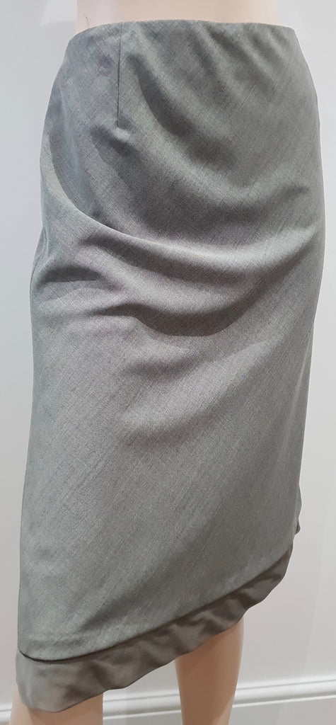 AKRIS Womens Grey Wool & Silk Trim Lined A-Line Lined Formal Skirt US12 F44 UK16