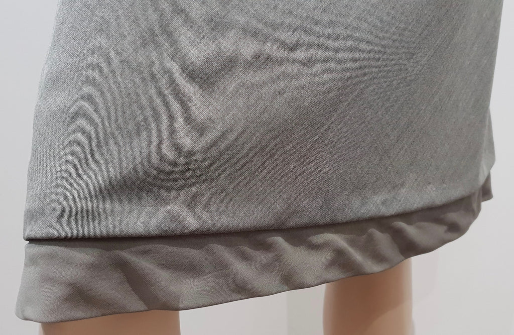 AKRIS Womens Grey Wool & Silk Trim Lined A-Line Lined Formal Skirt US12 F44 UK16