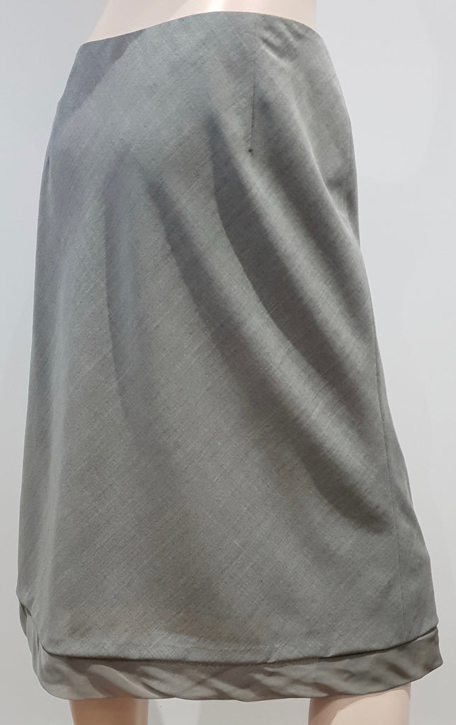 AKRIS Womens Grey Wool & Silk Trim Lined A-Line Lined Formal Skirt US12 F44 UK16