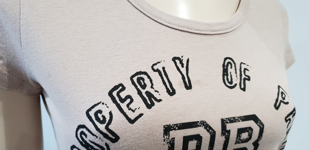 PIERRE BALMAIN Dusky Pink Cotton Round Neck Short Sleeve Printed T-Shirt Tee Top