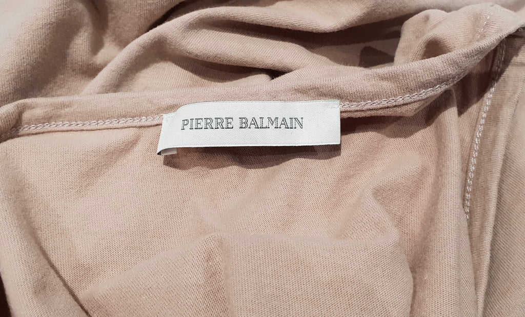 PIERRE BALMAIN Dusky Pink Cotton Round Neck Short Sleeve Printed T-Shirt Tee Top