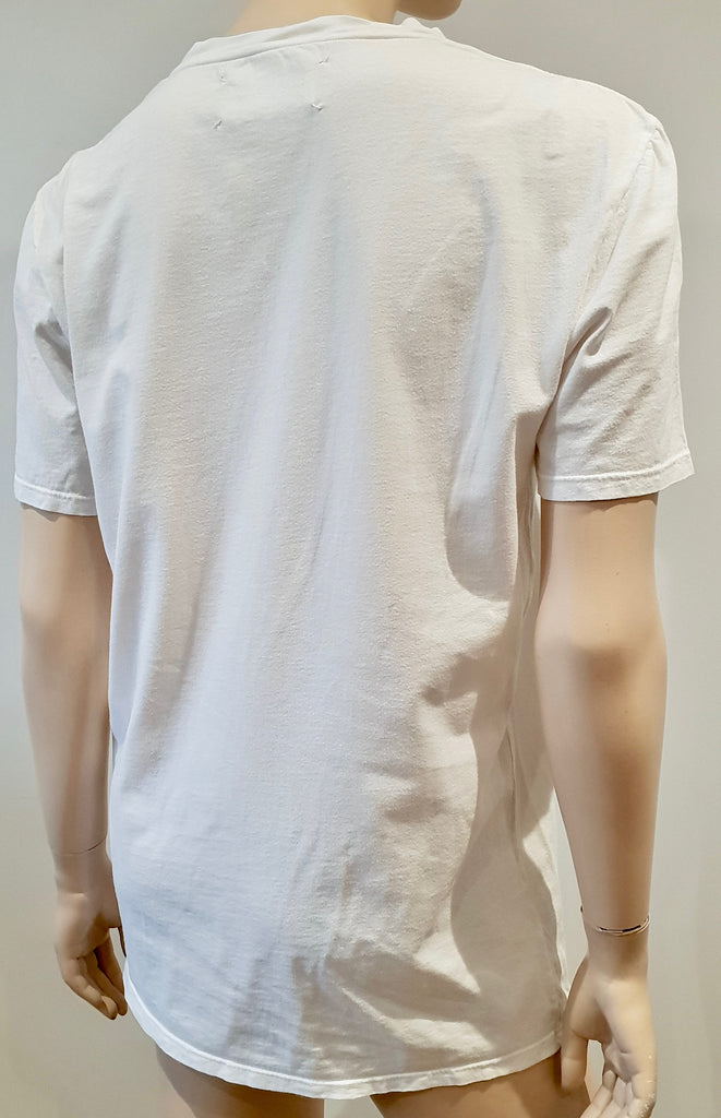 MAISON MARTIN MARGIELA White Cotton Floral Print Short Sleeve T-Shirt Tee Top