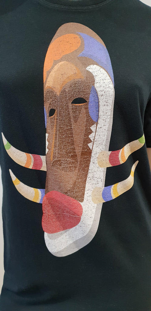 DSQUARED2 Menswear Black Cotton Linen Tribal Print Short Sleeve T-Shirt Tee Top