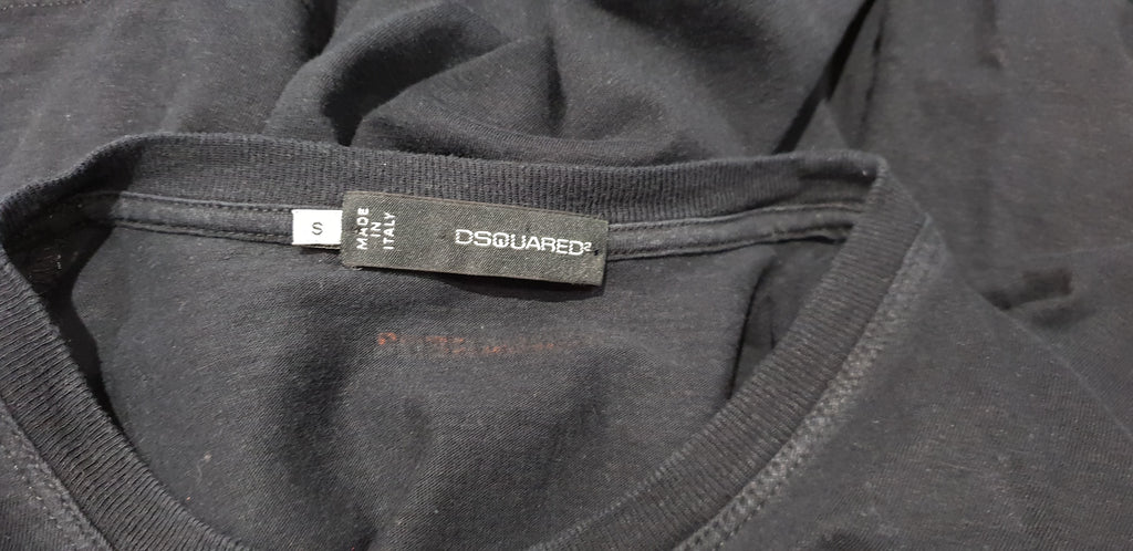 DSQUARED2 Menswear Black Cotton Linen Tribal Print Short Sleeve T-Shirt Tee Top