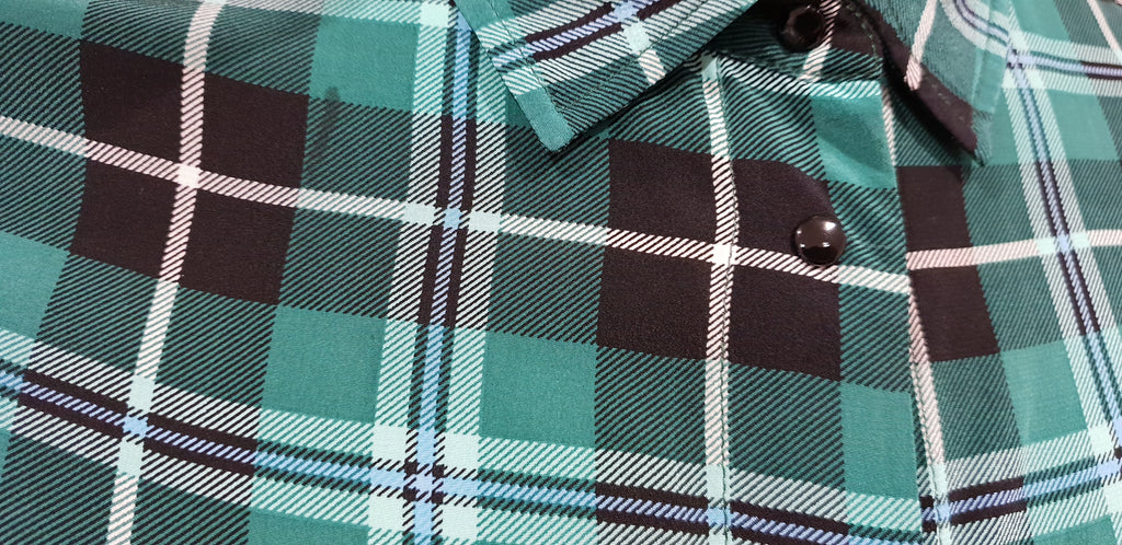 SANDRO PARIS Green Grey Black Silk Check Collared Long Sleeve Blouse Shirt Top S