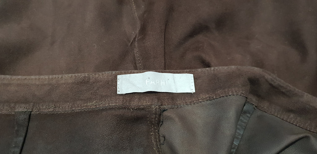 FARHI NICOLE FARHI Chocolate Brown Suede Button Fastened A-Line Skirt EU38 UK12