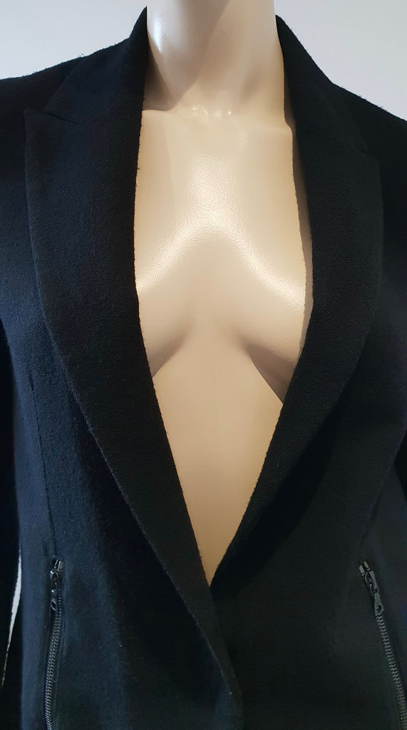 ALEXANDER WANG Black 100% Wool V Neckline Long Sleeve Blazer Jacket 6; UK10