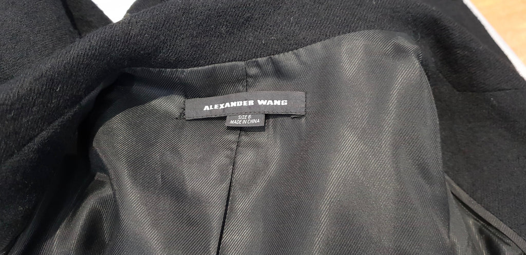 ALEXANDER WANG Black 100% Wool V Neckline Long Sleeve Blazer Jacket 6; UK10
