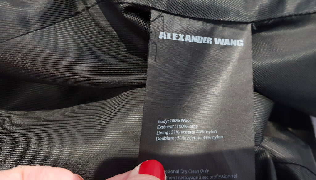 ALEXANDER WANG Black 100% Wool V Neckline Long Sleeve Blazer Jacket 6; UK10