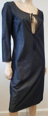 MIU MIU Beige Cotton Collared Crochet Trim Long Sleeve Mac Trench Coat 44 UK12