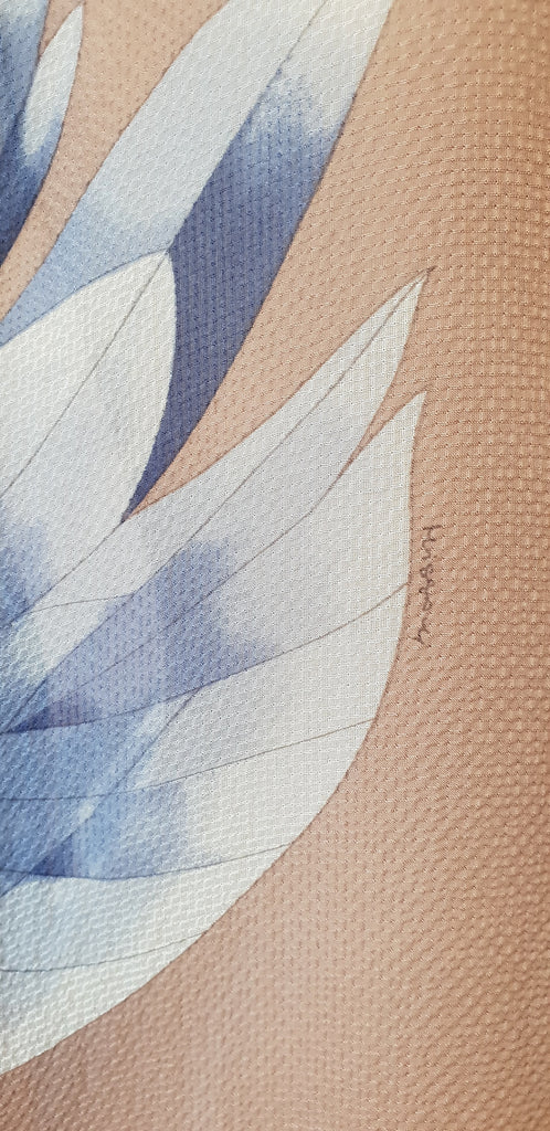 MISSONI Beige Silk Multicolour Bold Floral Print Long Sleeve Sheer Dress IT44 12