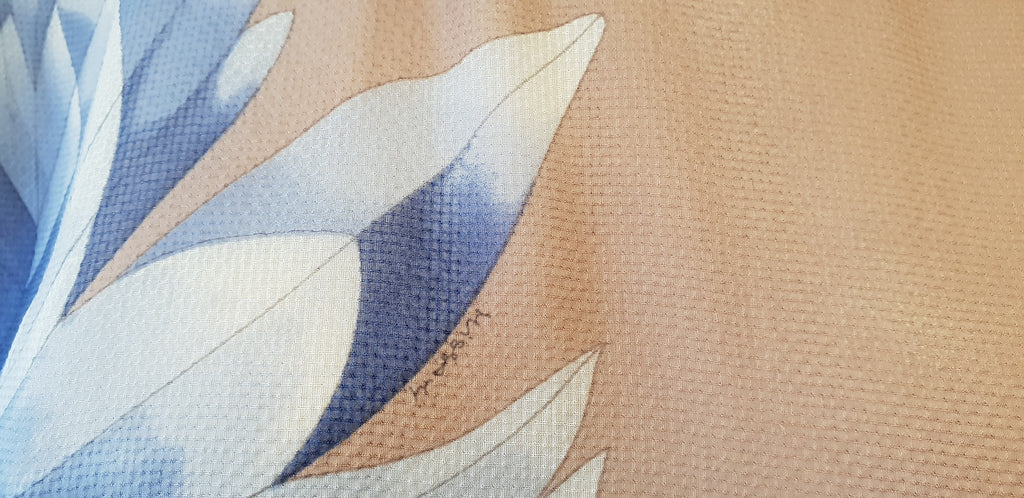 MISSONI Beige Silk Multicolour Bold Floral Print Long Sleeve Sheer Dress IT44 12