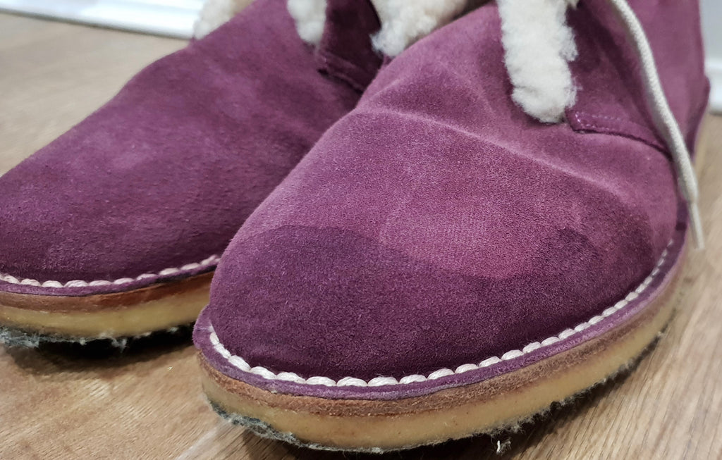 BALLY Pink Purple KAREM Suede Cream Shearling Lined Ankle Boots US9.5 UK6.5