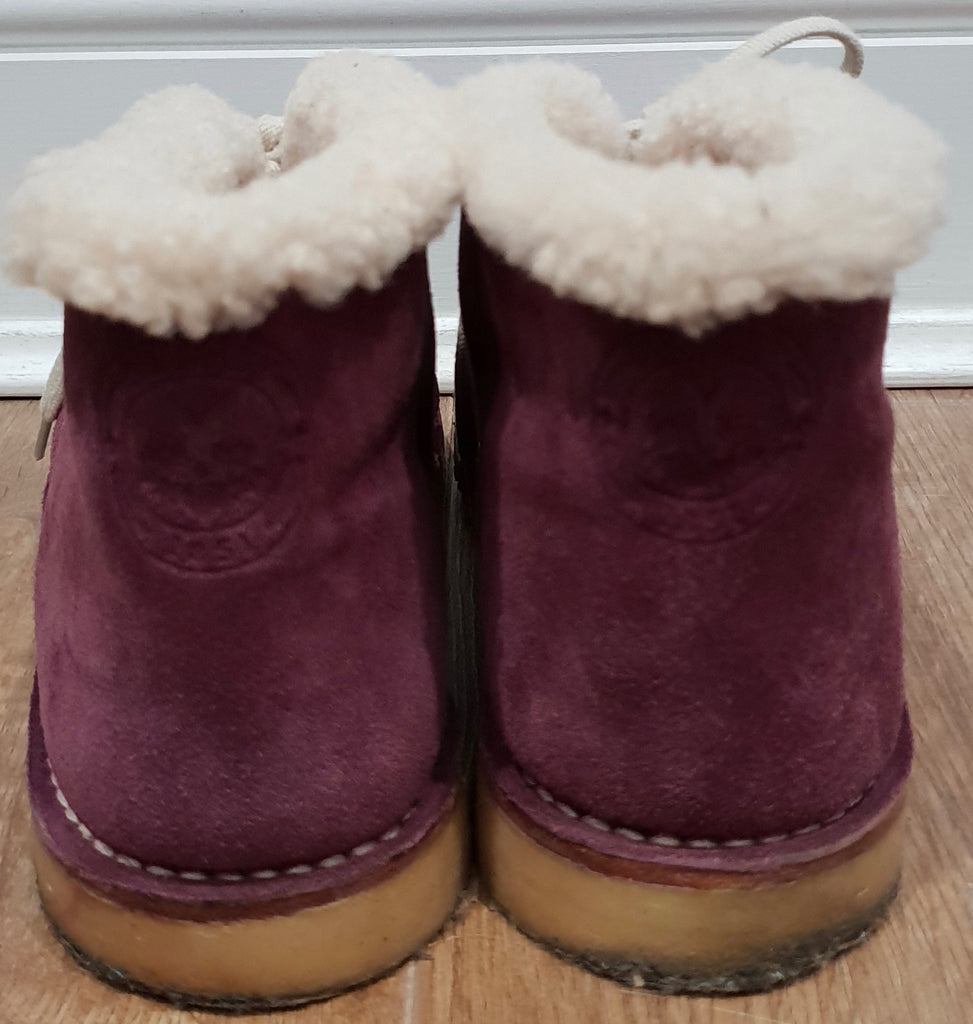 BALLY Pink Purple KAREM Suede Cream Shearling Lined Ankle Boots US9.5 UK6.5