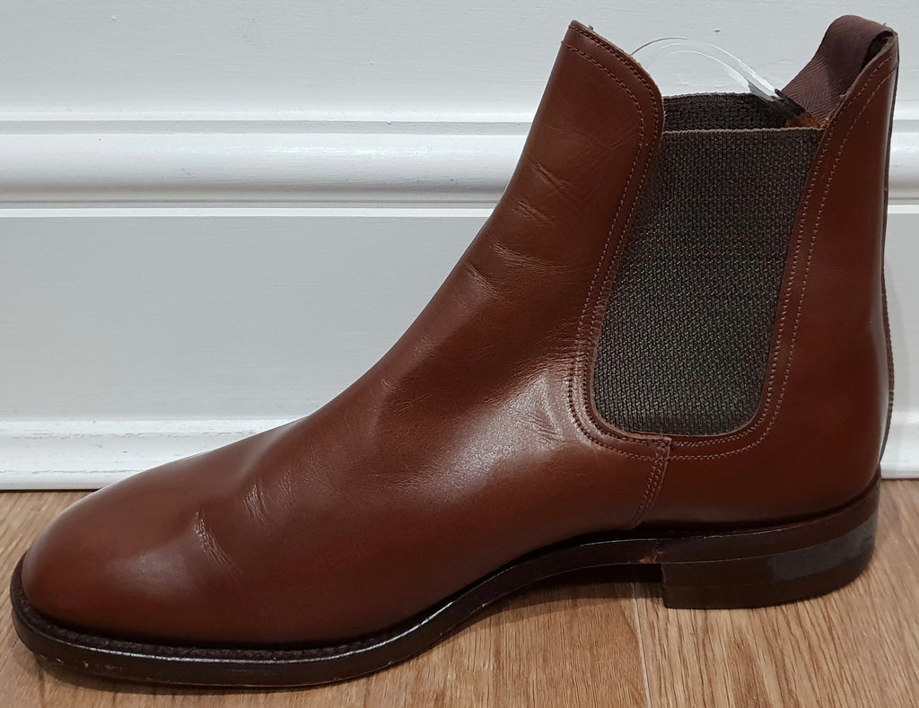 BTC TECNIC Made In England Chestnut Brown Leather Flat Chelsea Ankle Boots 6.5