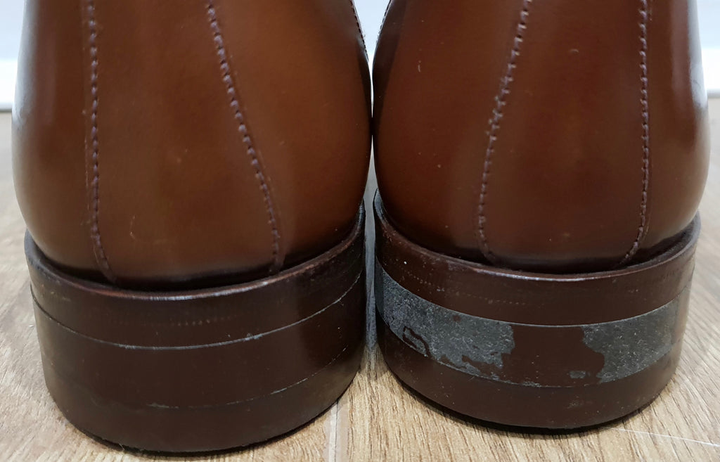 BTC TECNIC Made In England Chestnut Brown Leather Flat Chelsea Ankle Boots 6.5