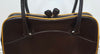 PRADA MILANO Chocolate Brown Leather Orange Trim Branded Dual Handle Tote Bag