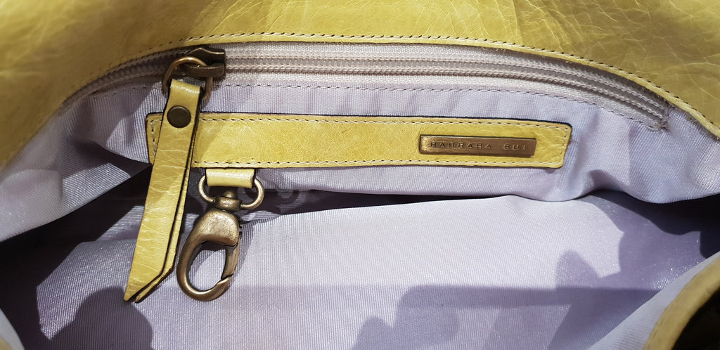 BARBARA BUI Yellow Leather Brass Tone Hardware Branded Small Tote Shoulder Bag