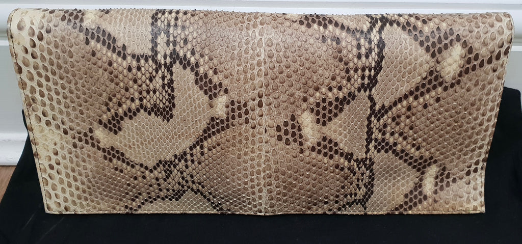 WALTER STEIGER Neon Yellow Beige Snake Print Leather Small Clutch Shoulder Bag