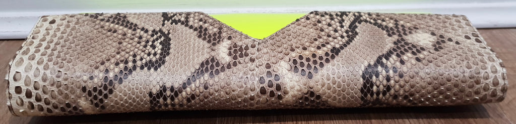 WALTER STEIGER Neon Yellow Beige Snake Print Leather Small Clutch Shoulder Bag