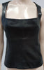 JOSEPH Black Super Soft Leather Square Neckline Sleeveless Fitted Lined Cami Top