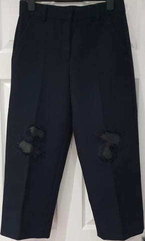 BURBERRY Designer Midnight Blue Cotton Stretch Slim Leg Trousers Pants IT42 UK10