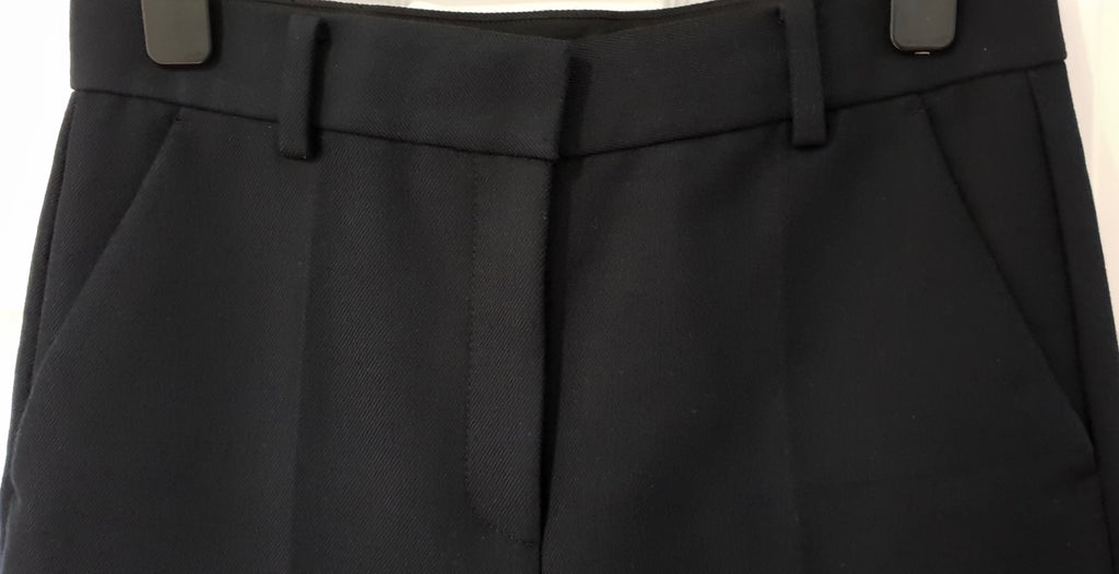 ALEXANDER WANG Wool Cotton Blend Distressed Leather Crop Trousers Pants 4 UK8