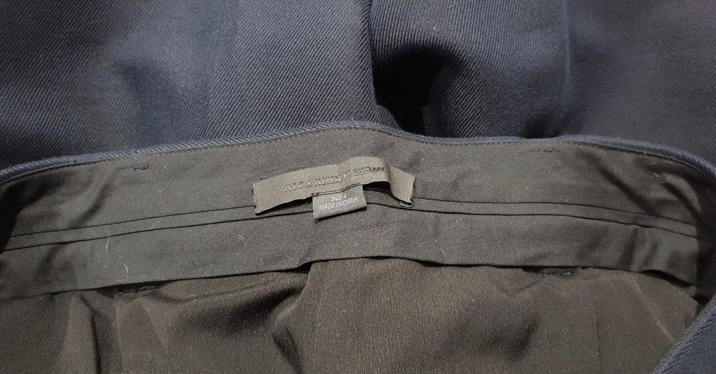 ALEXANDER WANG Wool Cotton Blend Distressed Leather Crop Trousers Pants 4 UK8