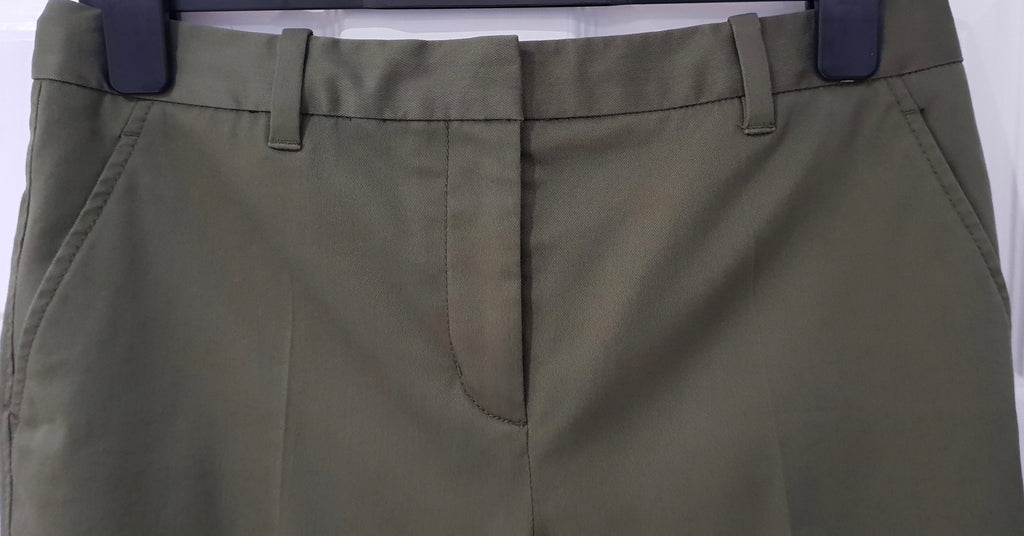 3.1 PHILLIP LIM Khaki Green Cotton Blend Tapered Crop Capri Trousers Pants 4 UK8