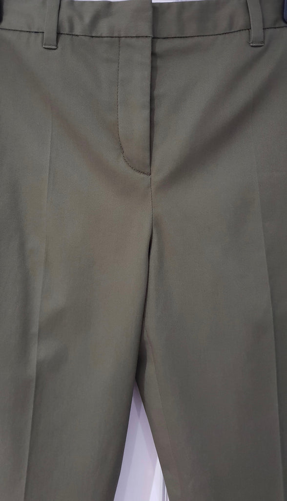 3.1 PHILLIP LIM Khaki Green Cotton Blend Tapered Crop Capri Trousers Pants 4 UK8