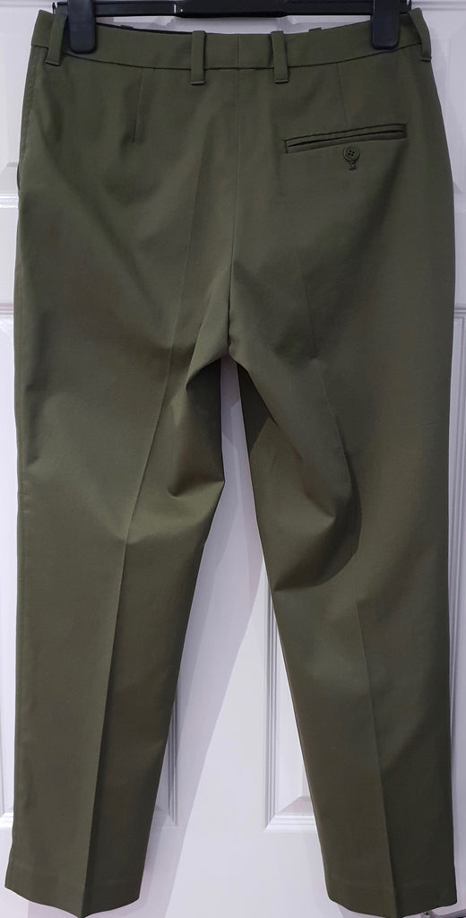3.1 PHILLIP LIM Khaki Green Cotton Blend Tapered Crop Capri Trousers Pants 4 UK8