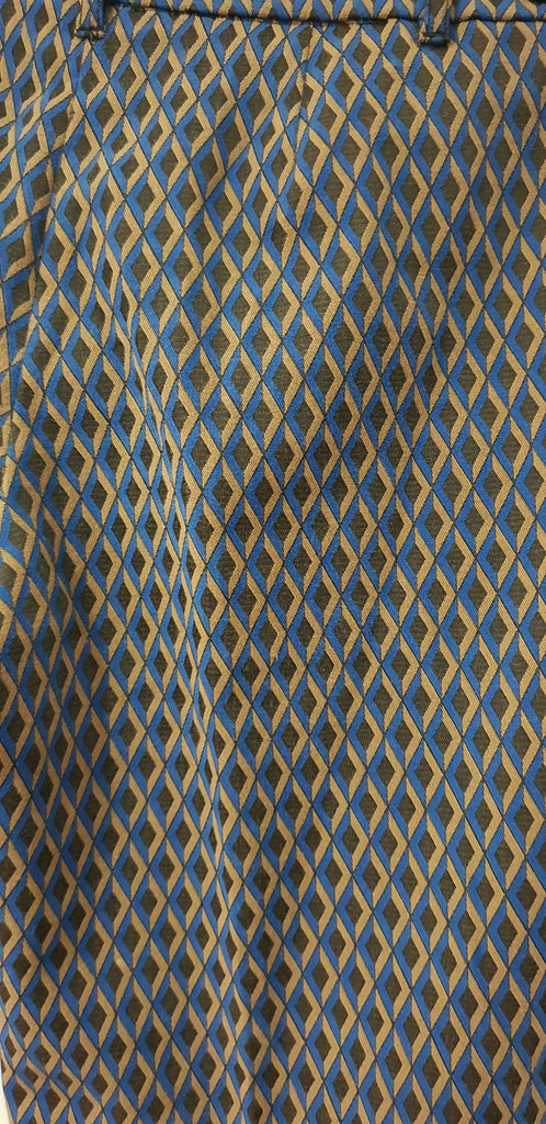 PINKO Blue Beige Black Diamond Pattern Tapered Crop Capri Trousers Pants 44 UK12