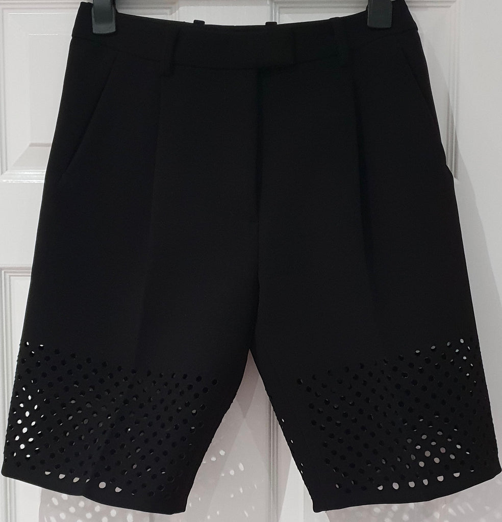 3.1 PHILLIP LIM Women's Black Perforated Hemline Formal Lined Shorts US2 UK6