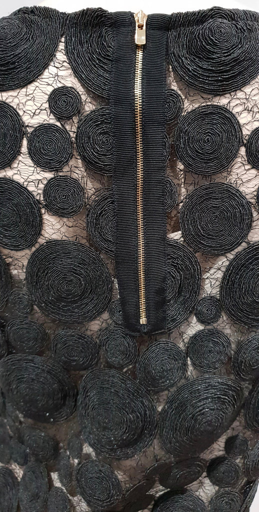 TARA JARMON Black Sheer Webbed & Circular Lace Short Sleeve Blouse Top 38 UK10