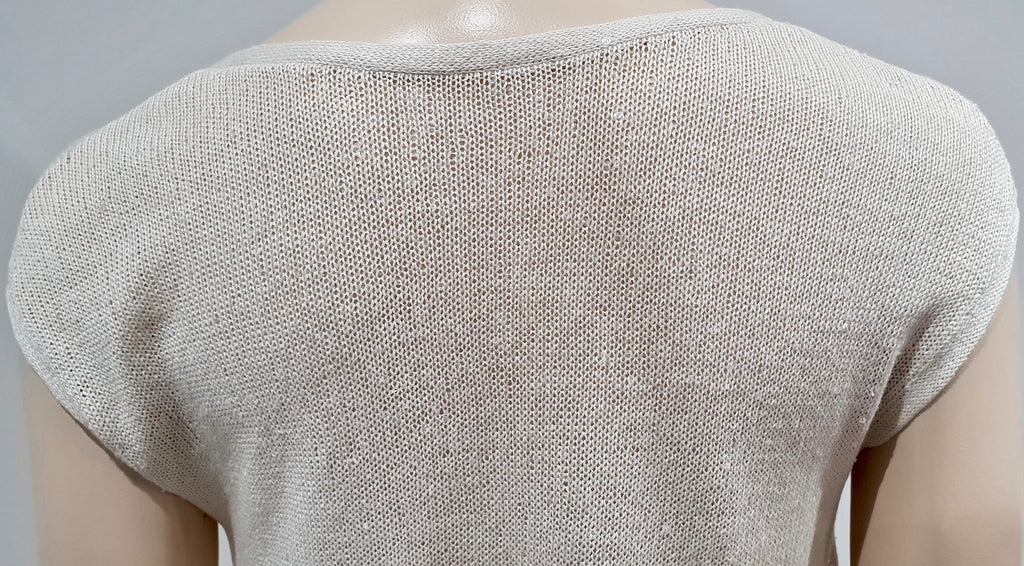 BRUNELLO CUCINELLI Cream Linen & Silk Sequin Embellished Jumper Sweater Top M