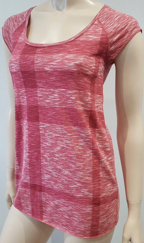 BURBERRY BRIT Red & Cream Cotton Check Printed Short Sleeve T-Shirt Top XS BNWT
