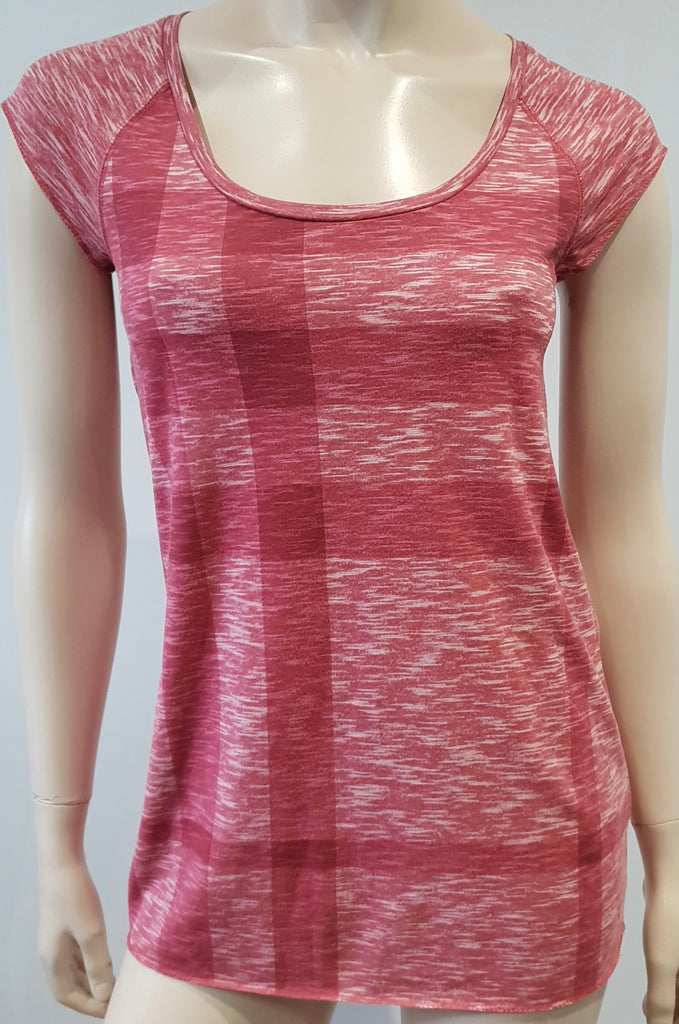 BURBERRY BRIT Red & Cream Cotton Check Printed Short Sleeve T-Shirt Top XS BNWT