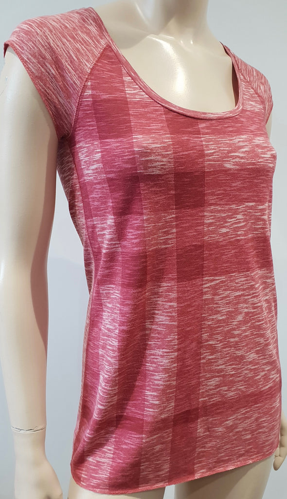 BURBERRY BRIT Red & Cream Cotton Check Printed Short Sleeve T-Shirt Top XS BNWT
