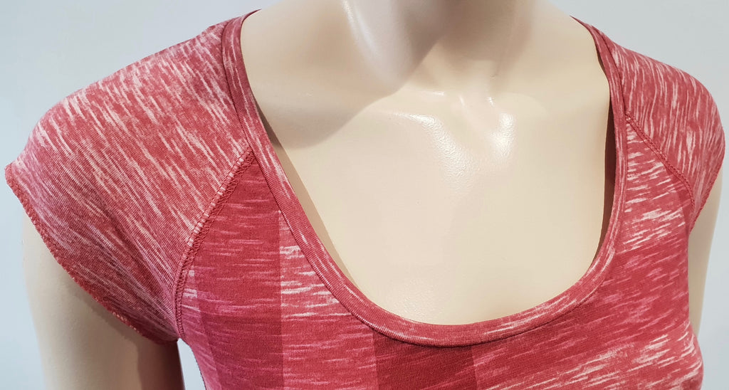 BURBERRY BRIT Red & Cream Cotton Check Printed Short Sleeve T-Shirt Top XS BNWT