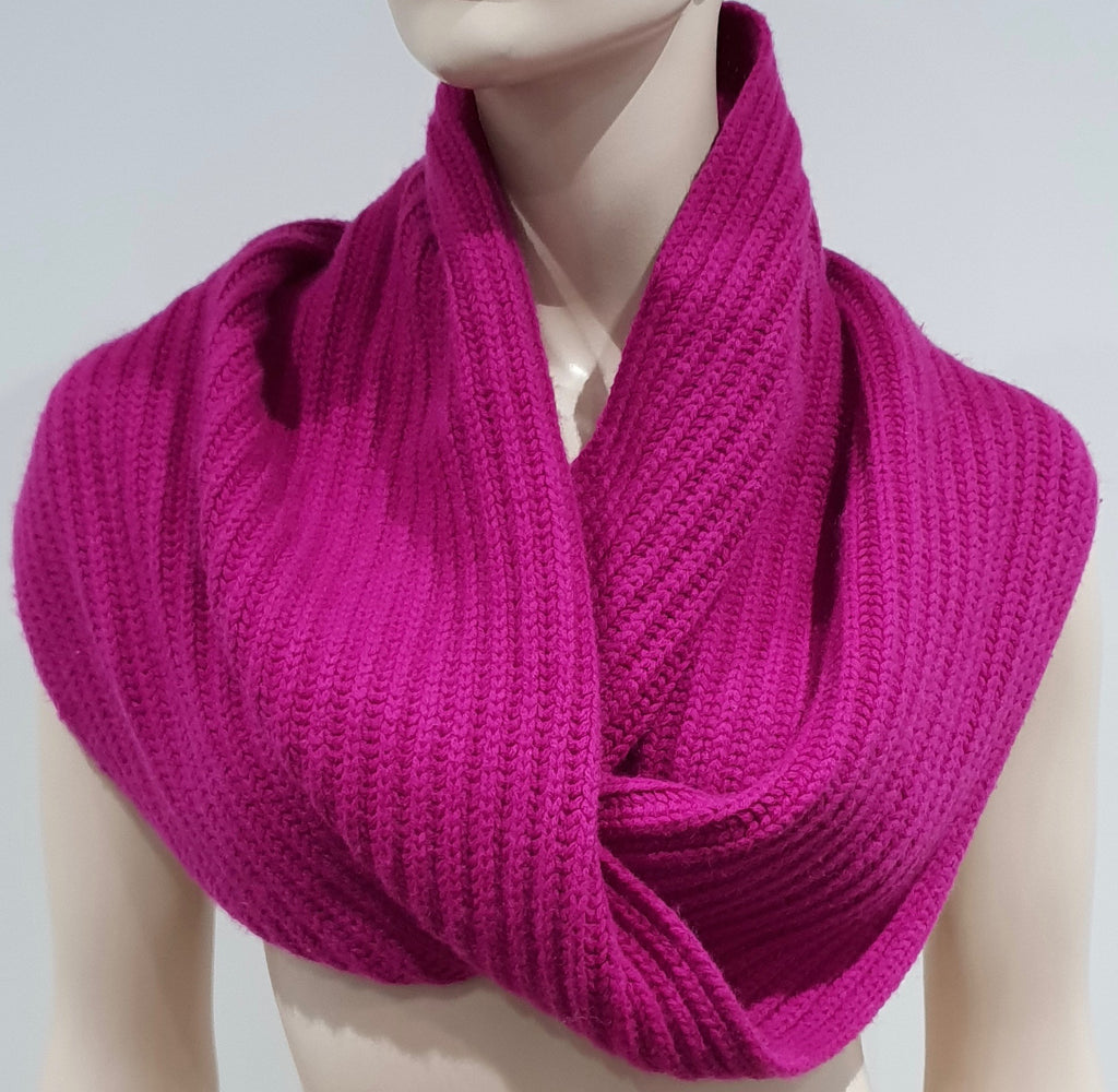 NEIMAN MARCUS CASHMERE COLLECTION Womens Pink Cashmere Ribbed Draped Snood Scarf