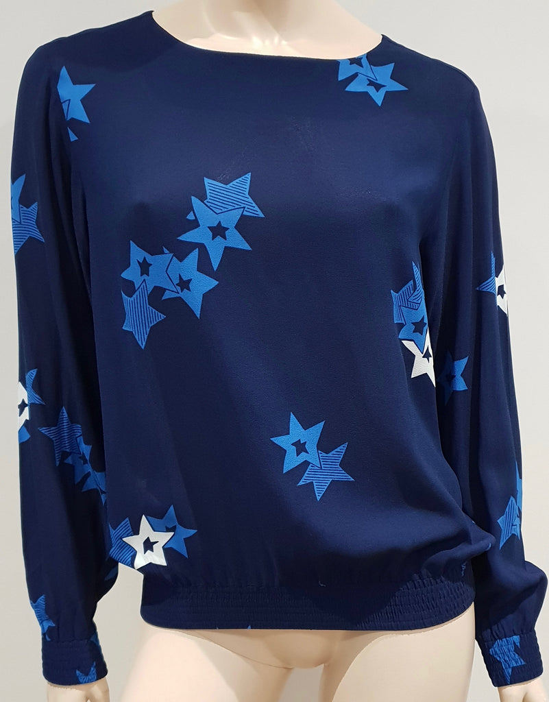SEE BY CHLOE Blue Star Print Long Sleeve Blouse Top Elastic Waist Trousers UK12