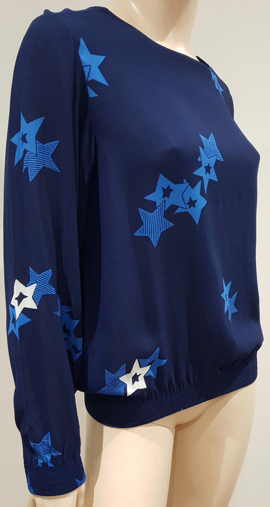 SEE BY CHLOE Blue Star Print Long Sleeve Blouse Top Elastic Waist Trousers UK12