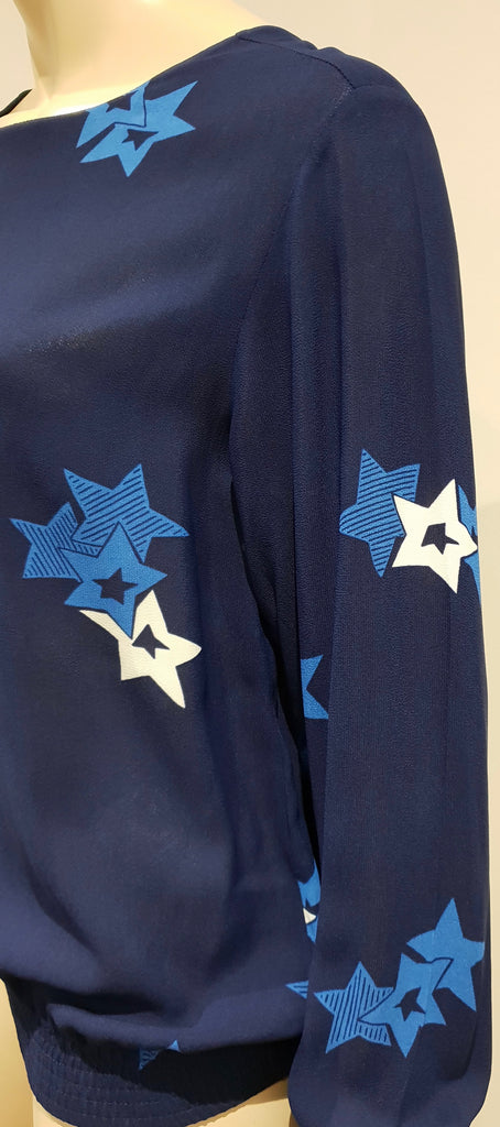 SEE BY CHLOE Blue Star Print Long Sleeve Blouse Top Elastic Waist Trousers UK12
