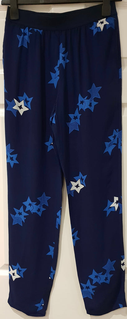SEE BY CHLOE Blue Star Print Long Sleeve Blouse Top Elastic Waist Trousers UK12
