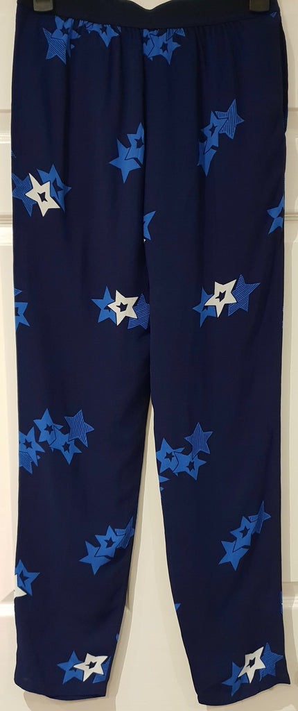 SEE BY CHLOE Blue Star Print Long Sleeve Blouse Top Elastic Waist Trousers UK12