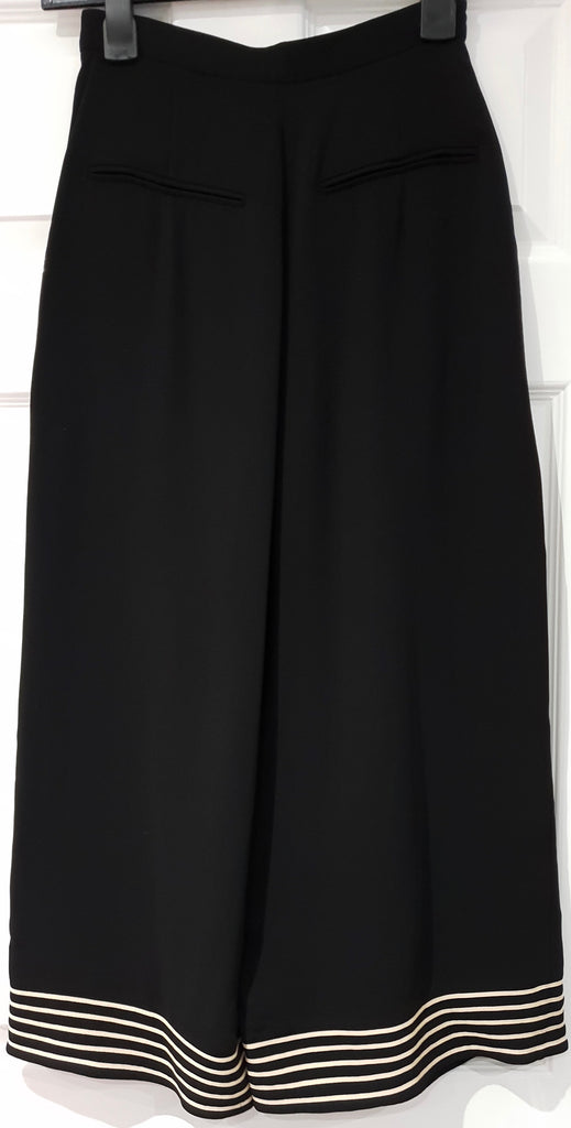 ROKSANDA Black Cotton Blend Wide Flare Leg Culottes Trousers Pants UK10 BNWT